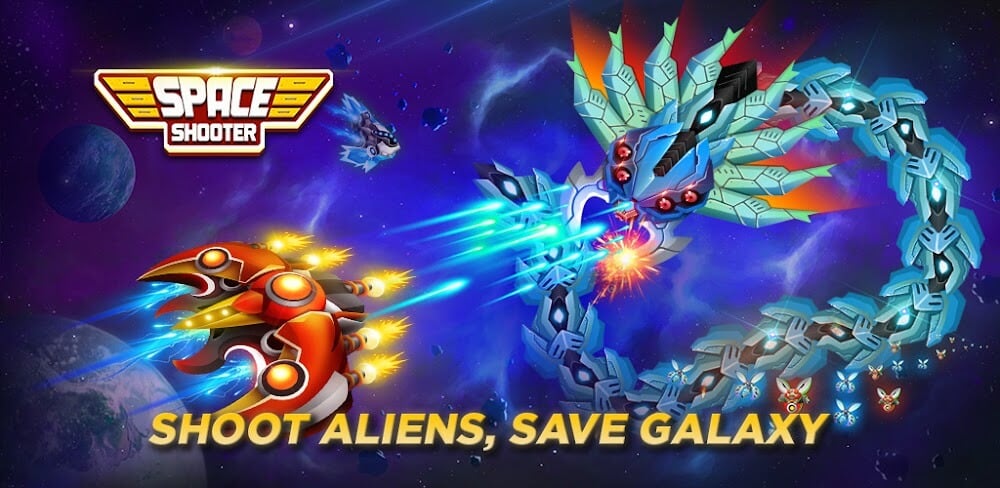 Cover Image of Space Shooter v1.823 MOD APK (Mega Menu, Money, God Mode)